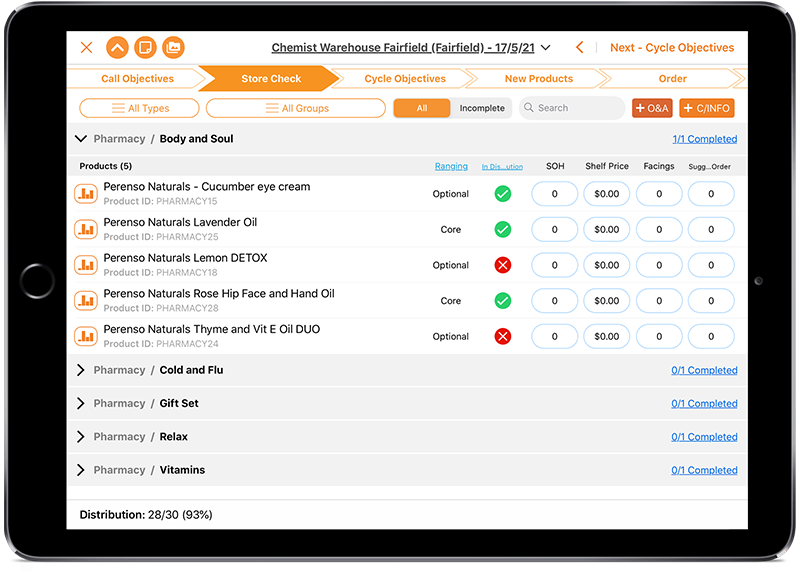 Perenso Field Sales Store Check/ Product Compliance